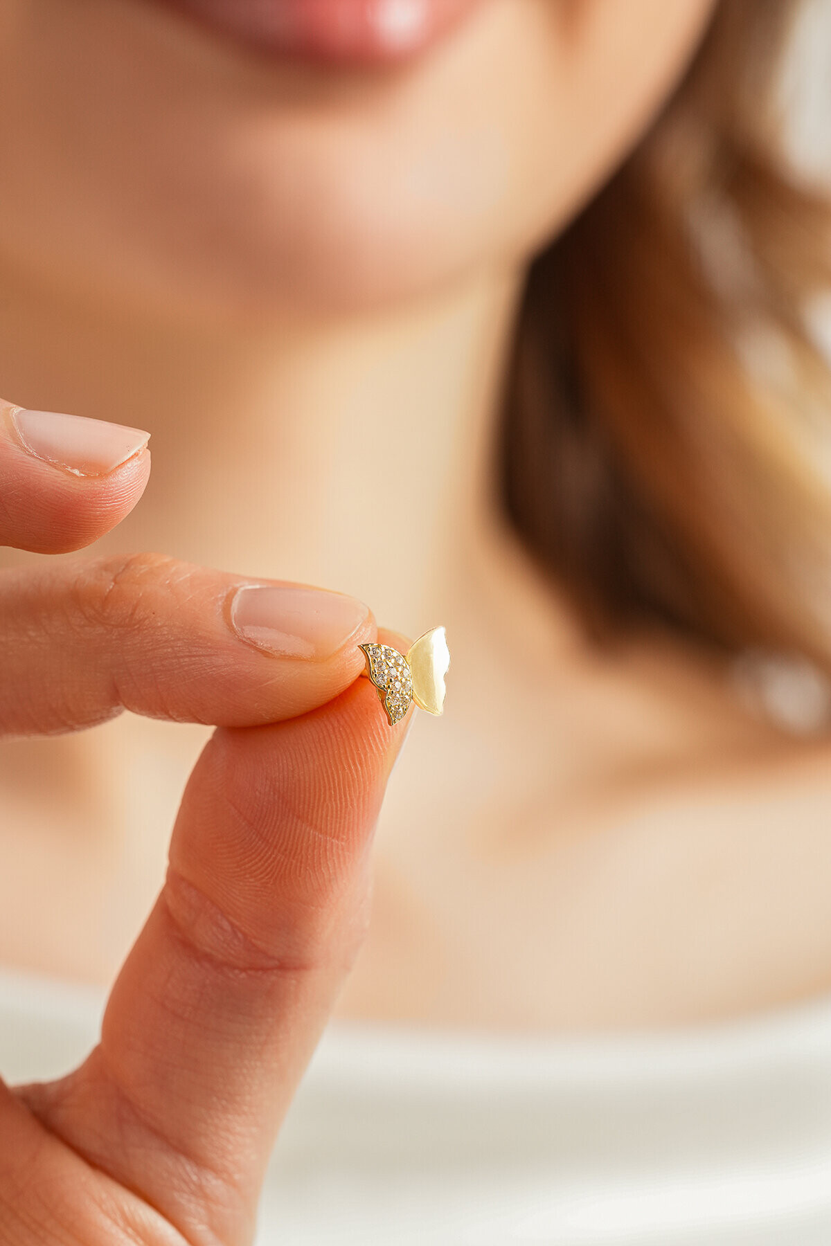 14 Ayar Altın Kelebek Küpe