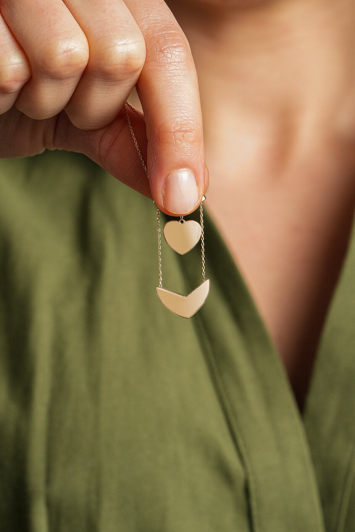 14 Ayar Altın Kişiselleştirebilir  Kalp Kolye