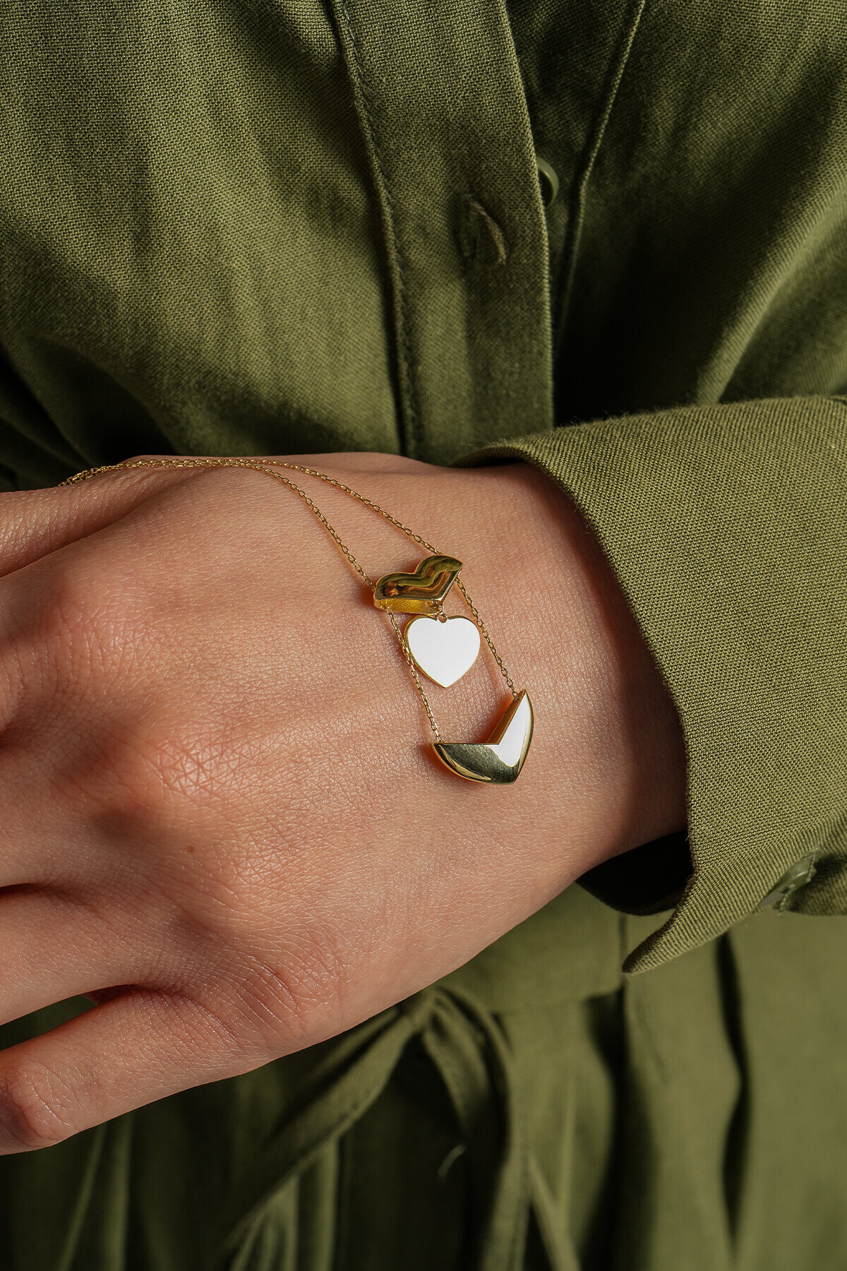 14 Ayar Altın Kişiselleştirebilir  Kalp Kolye