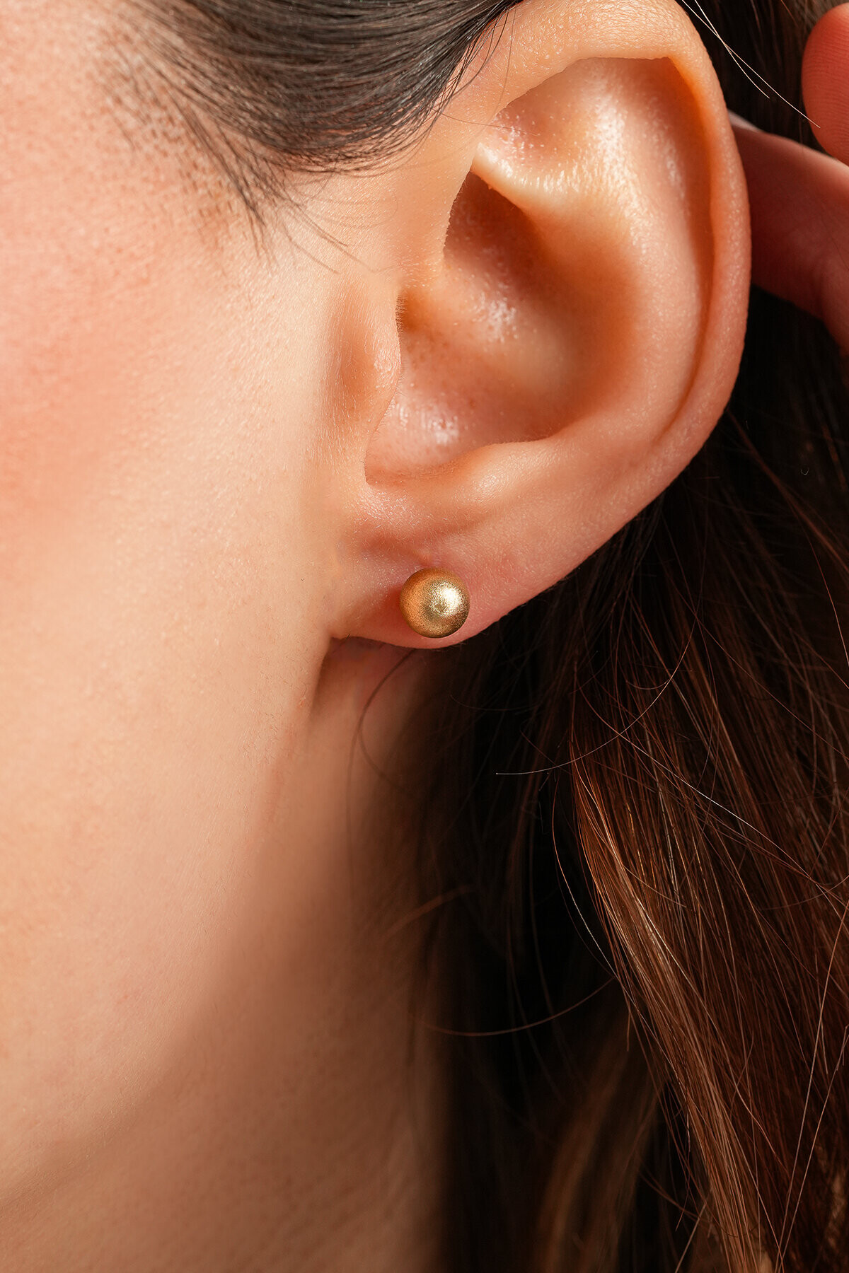 14 Ayar Altın Kumlu Top Küpe