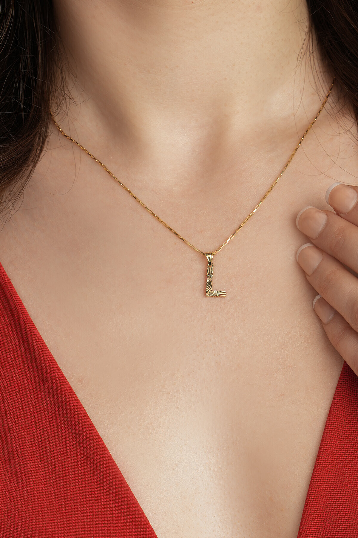 14 Ayar Altın L Harfi Kolye Ucu