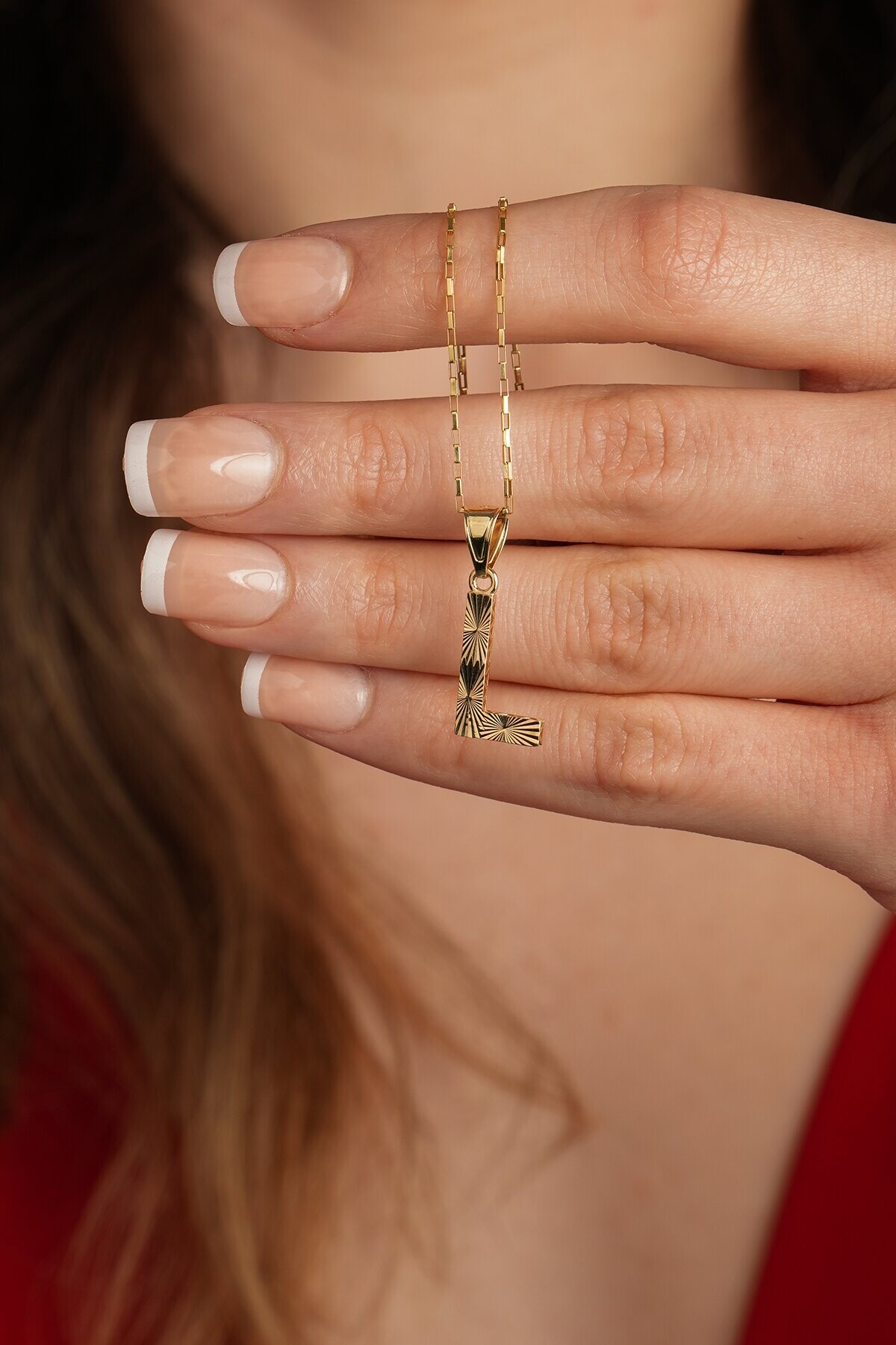 14 Ayar Altın L Harfi Kolye Ucu