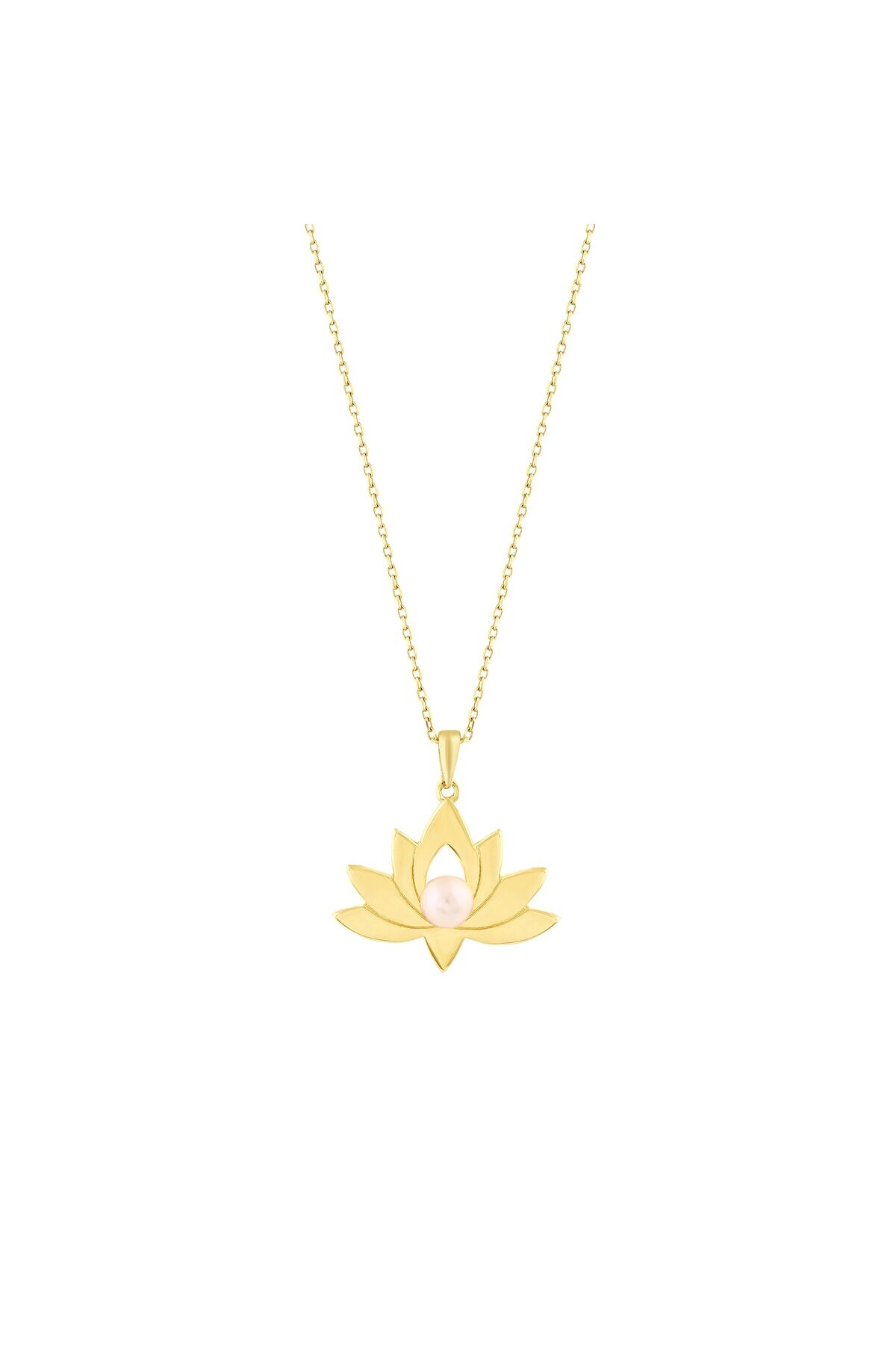 14 Ayar Altın Lotus İnci Kolye