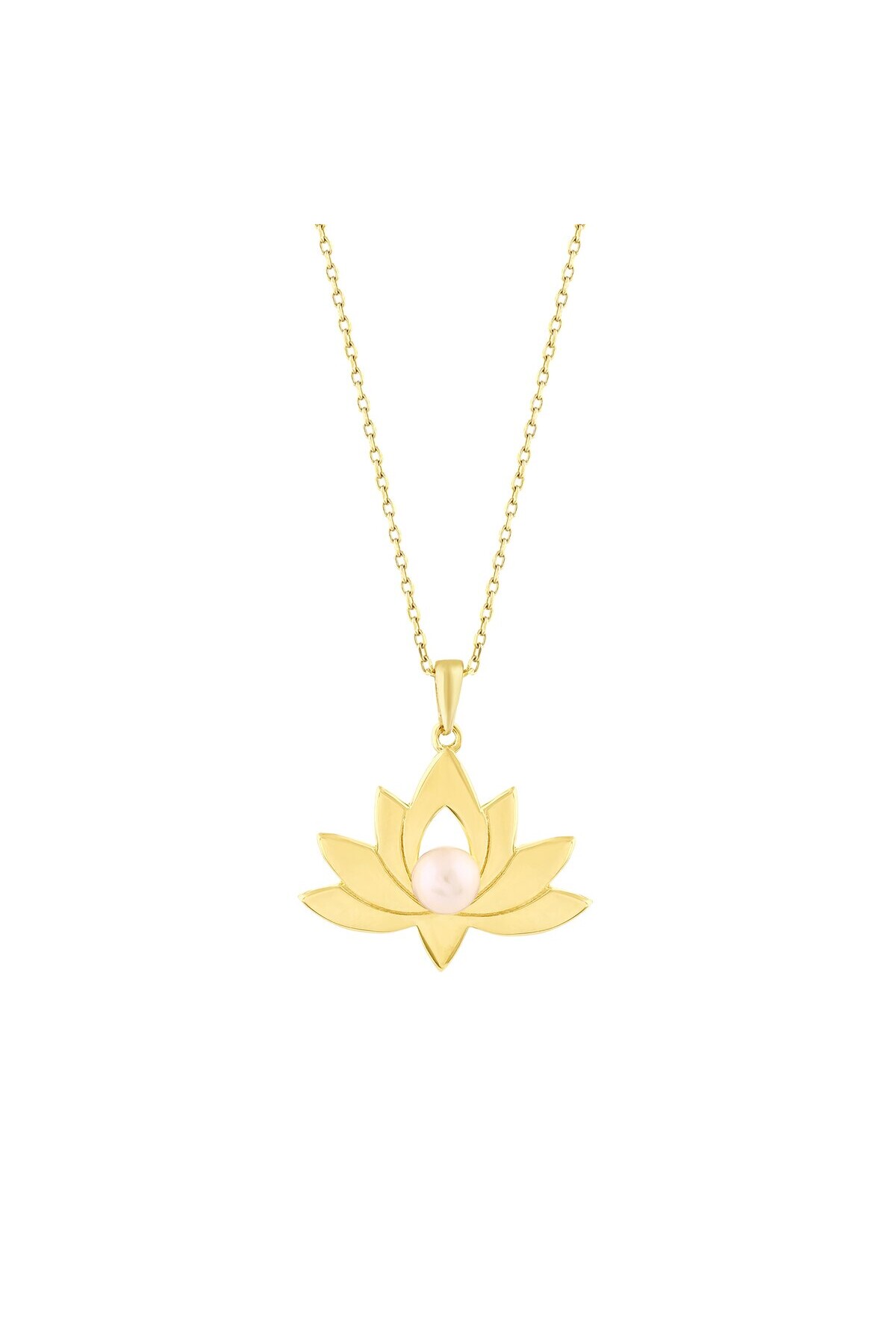 14 Ayar Altın Lotus İnci Kolye