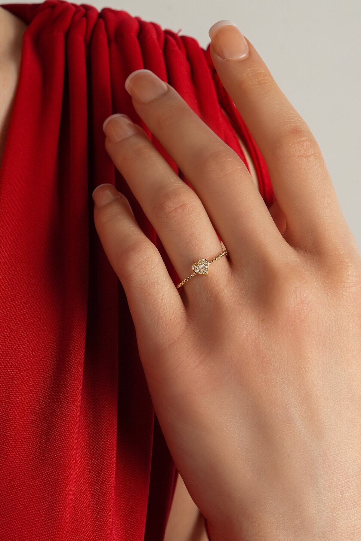 14 Ayar Altın Mini Kalp Yüzük