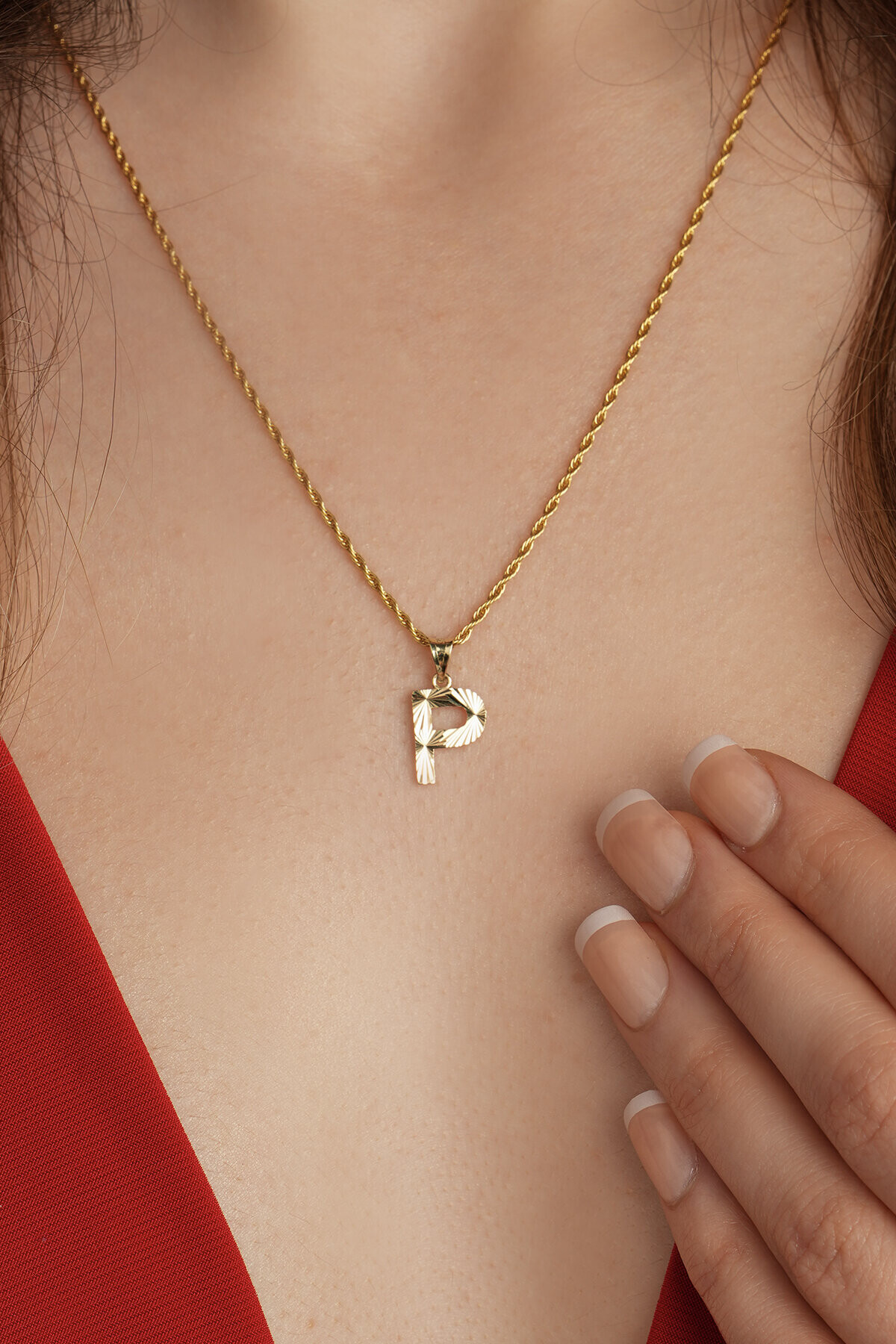 14 Ayar Altın P Harfi Kolye Ucu