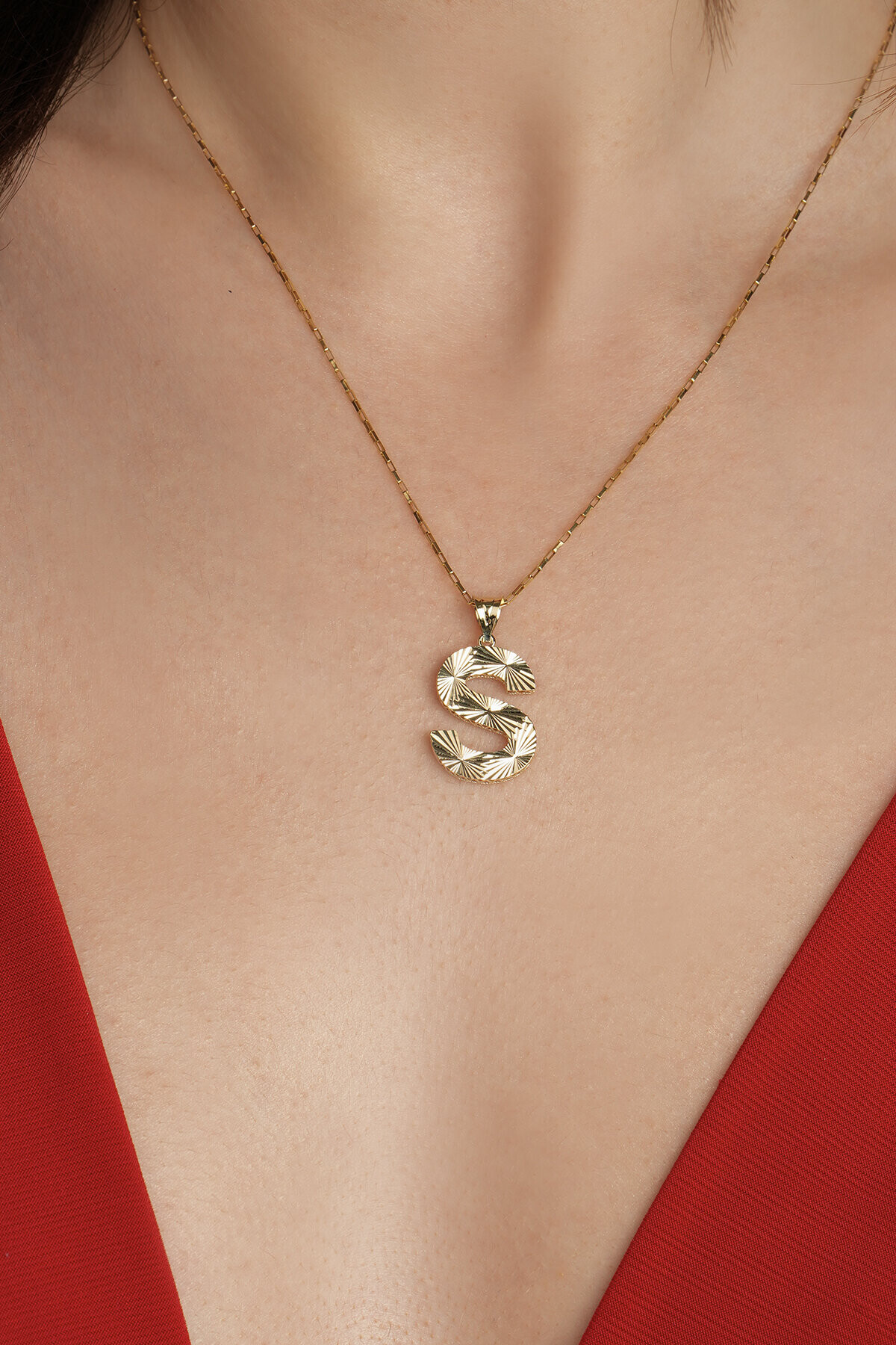 14 Ayar Altın S Harfi Kolye Ucu