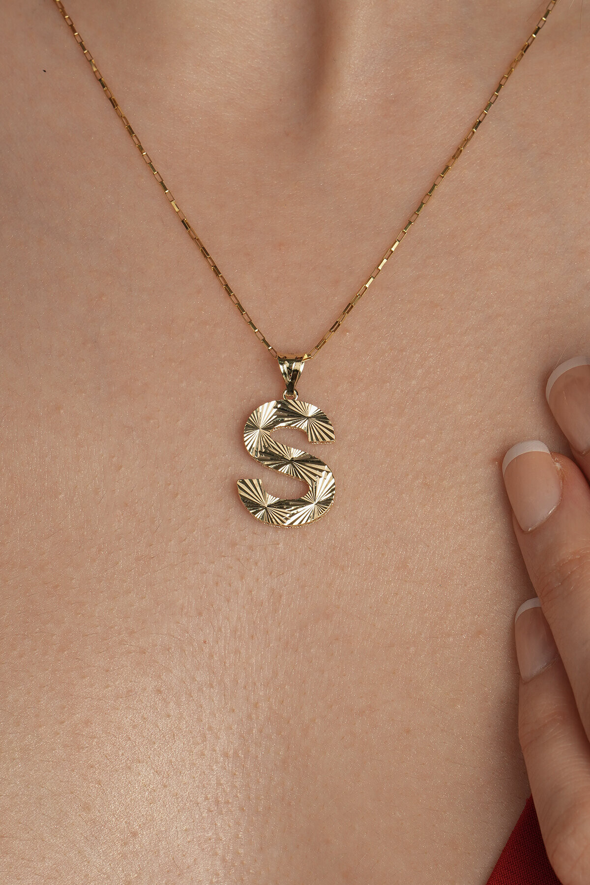 14 Ayar Altın S Harfi Kolye Ucu