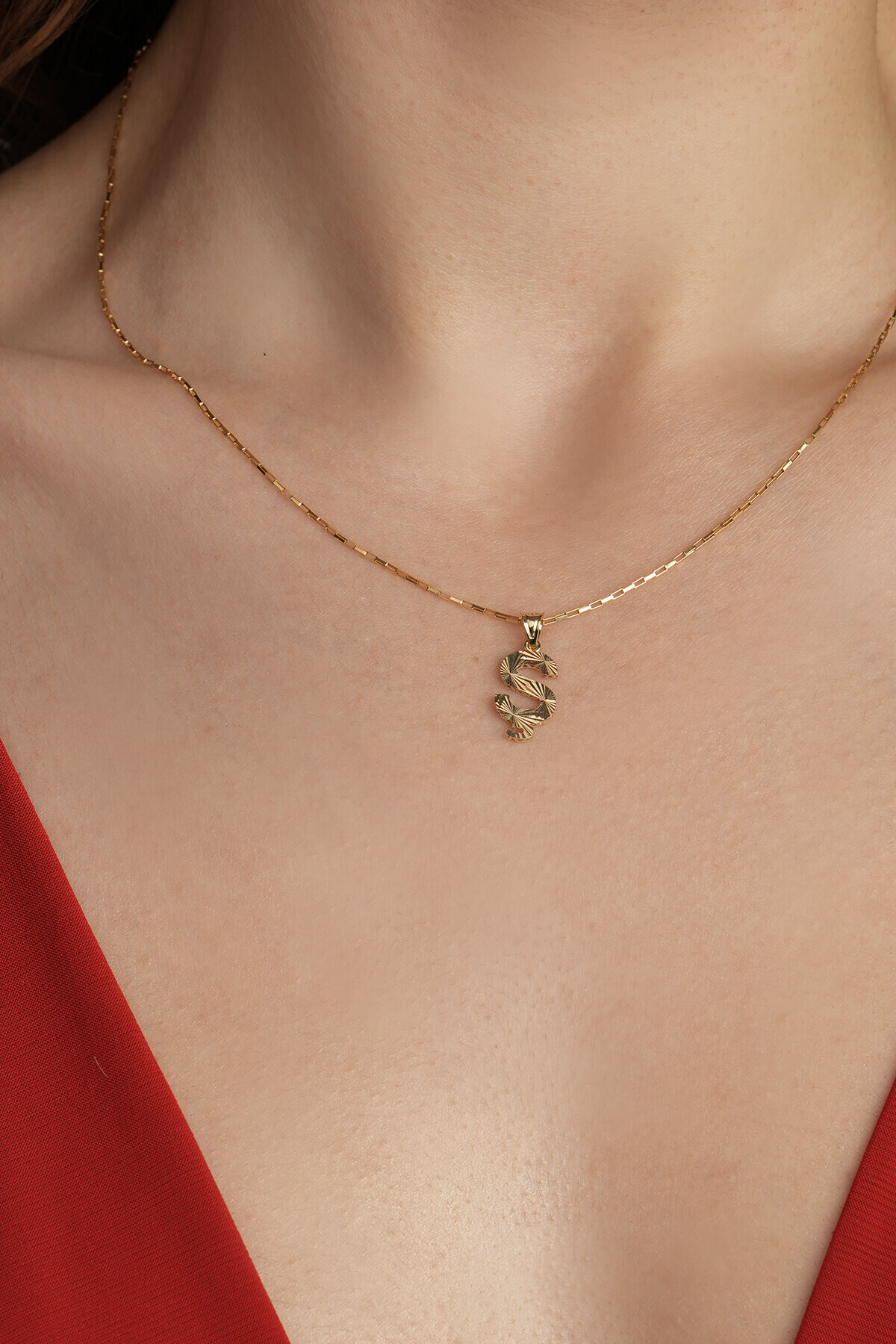 14 Ayar Altın Ş Harfi Kolye Ucu