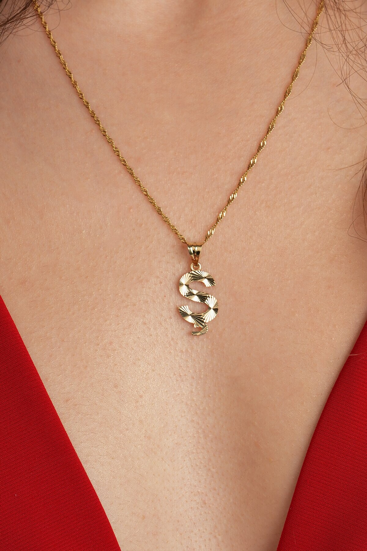 14 Ayar Altın Ş Harfi Kolye Ucu