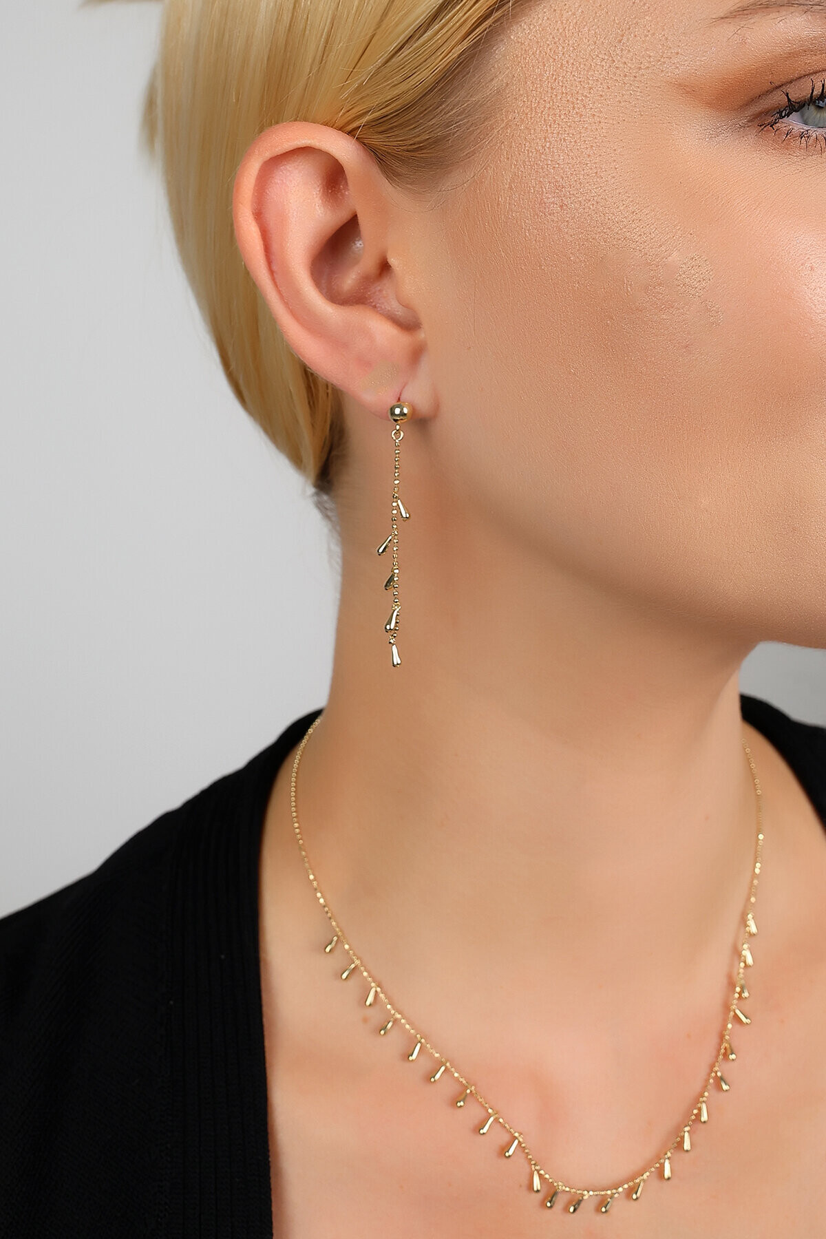 14 Ayar Altın Sallantılı Set