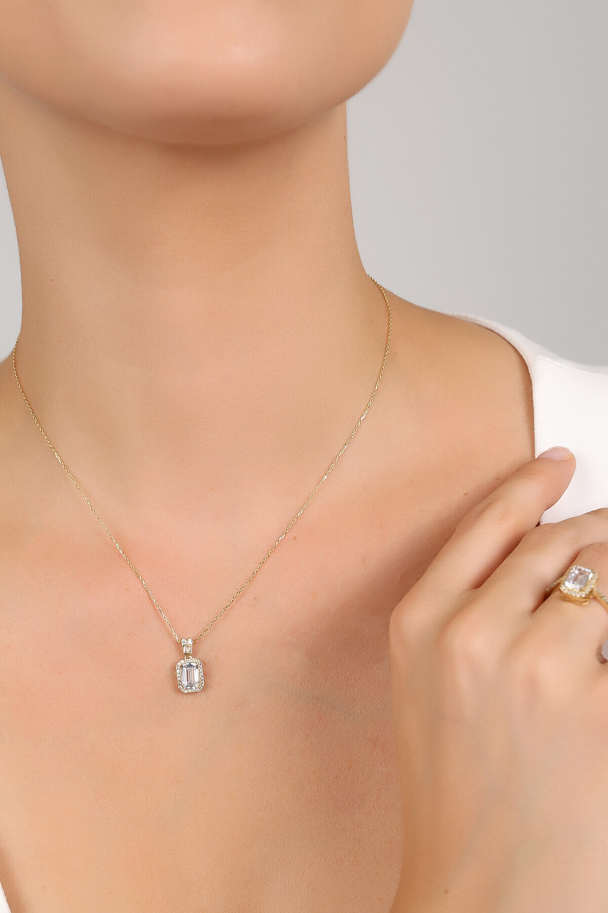 14 Ayar Altın Tektaş Set