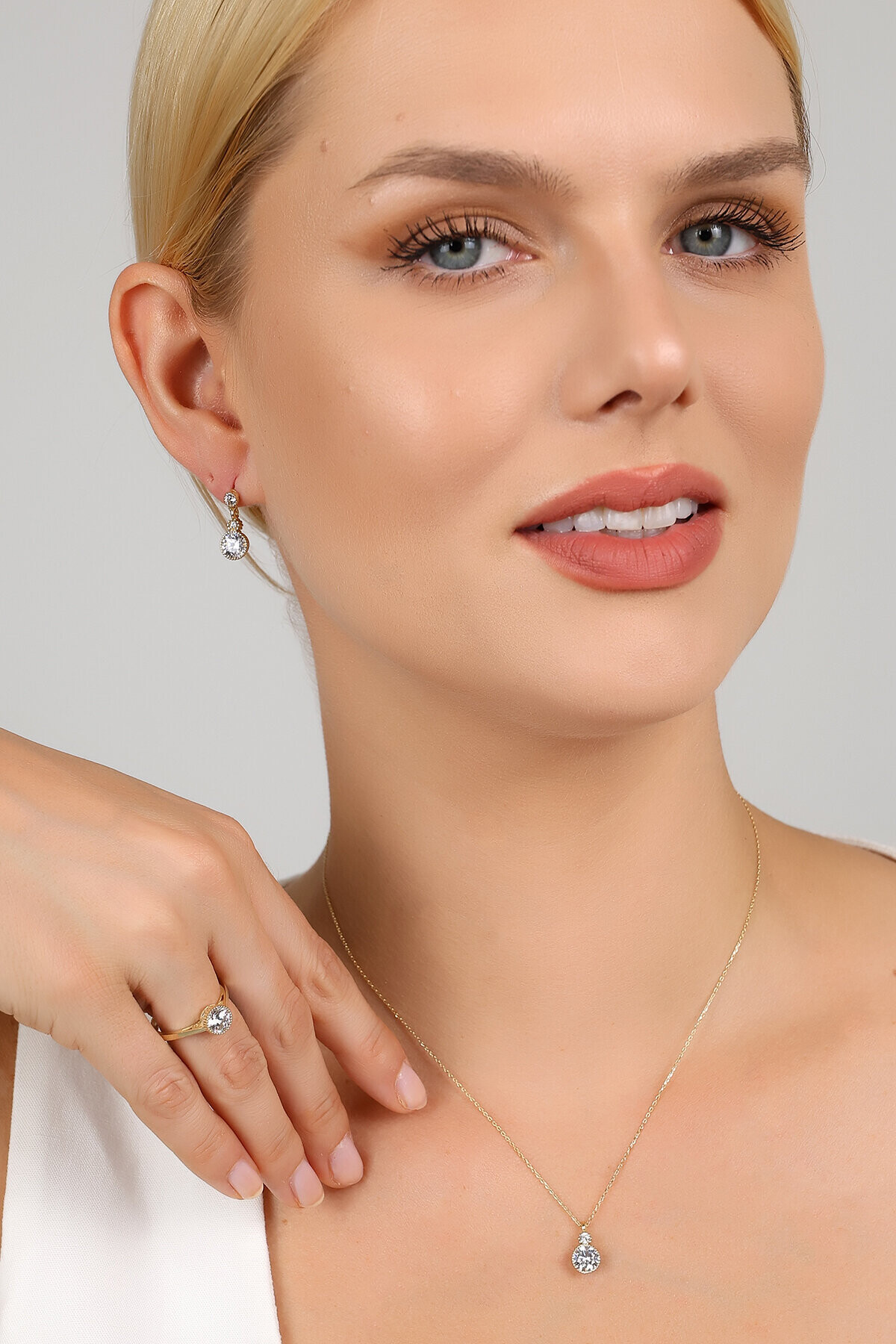 14 Ayar Altın Tektaş Set