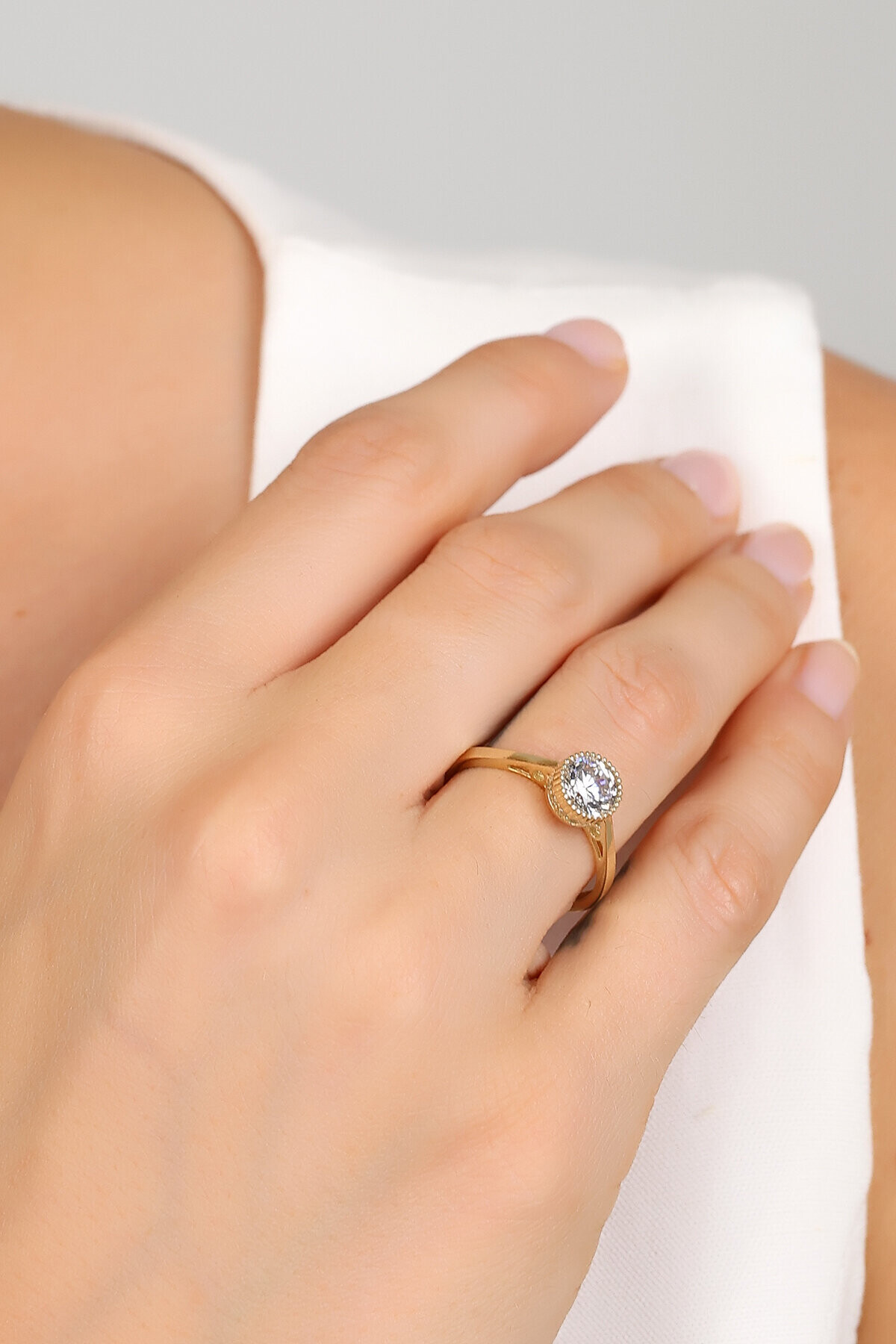 14 Ayar Altın Tektaş Set