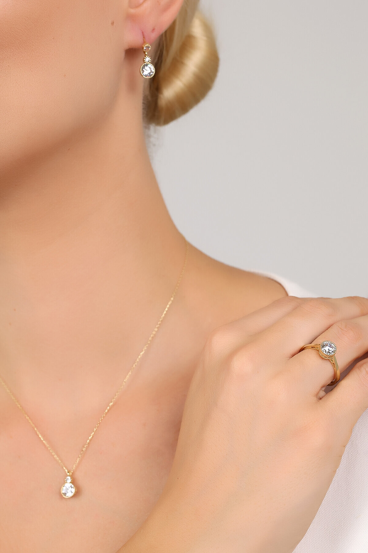 14 Ayar Altın Tektaş Set