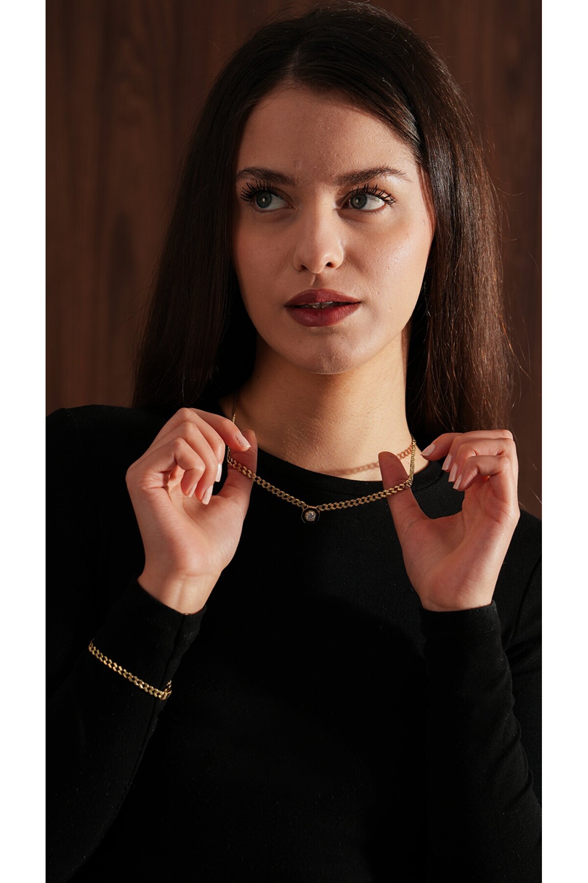 14 Ayar Altın Tektaş Zincir Kolye