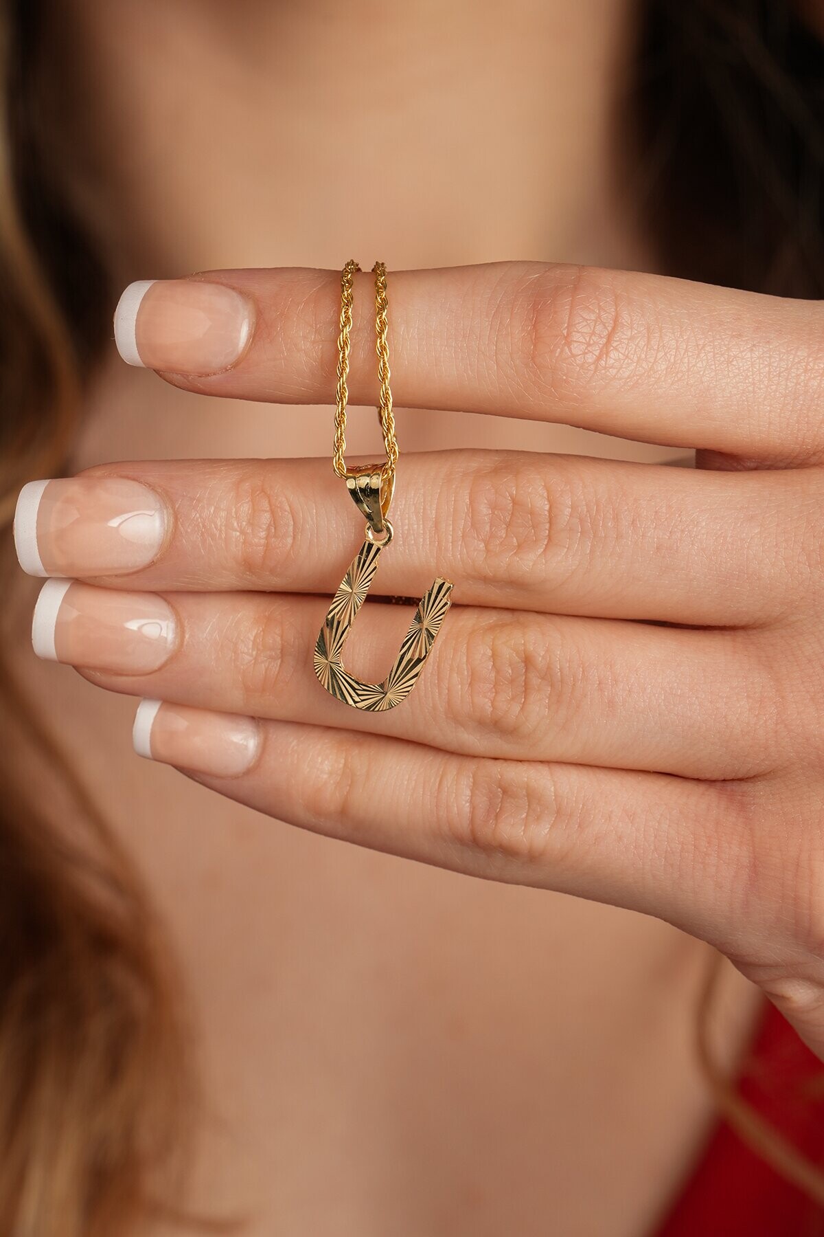 14 Ayar Altın Ü Harfi Kolye Ucu