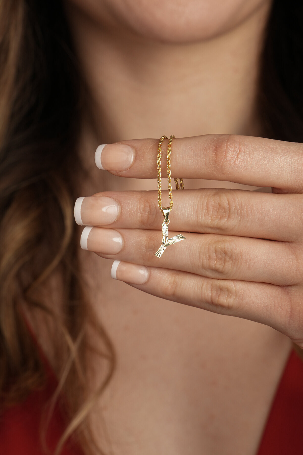 14 Ayar Altın Y Harfi Kolye Ucu