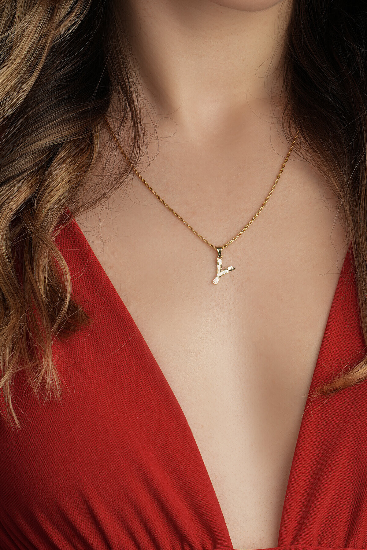 14 Ayar Altın Y Harfi Kolye Ucu