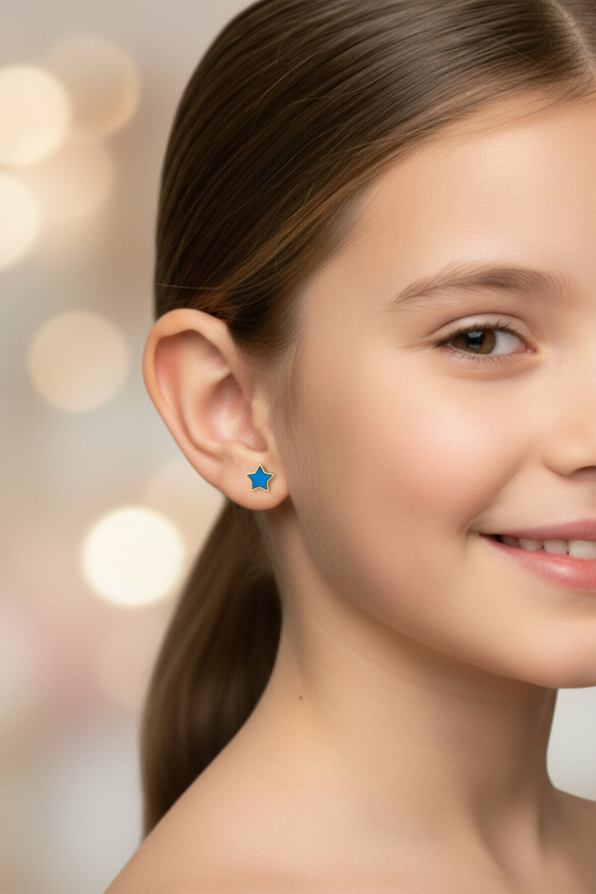 14 Ayar Altın Yıldız Çocuk Küpe