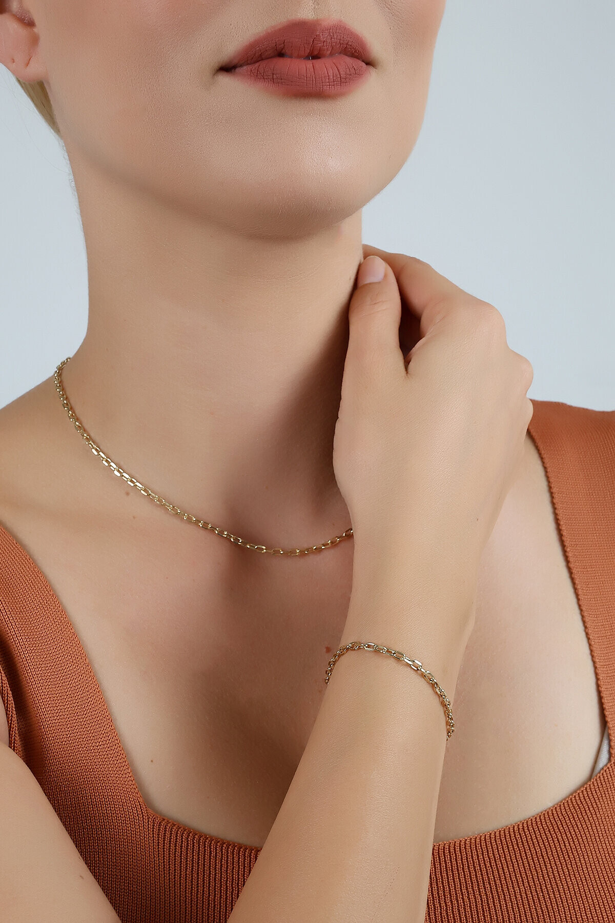 14 Ayar Altın Zincir Set