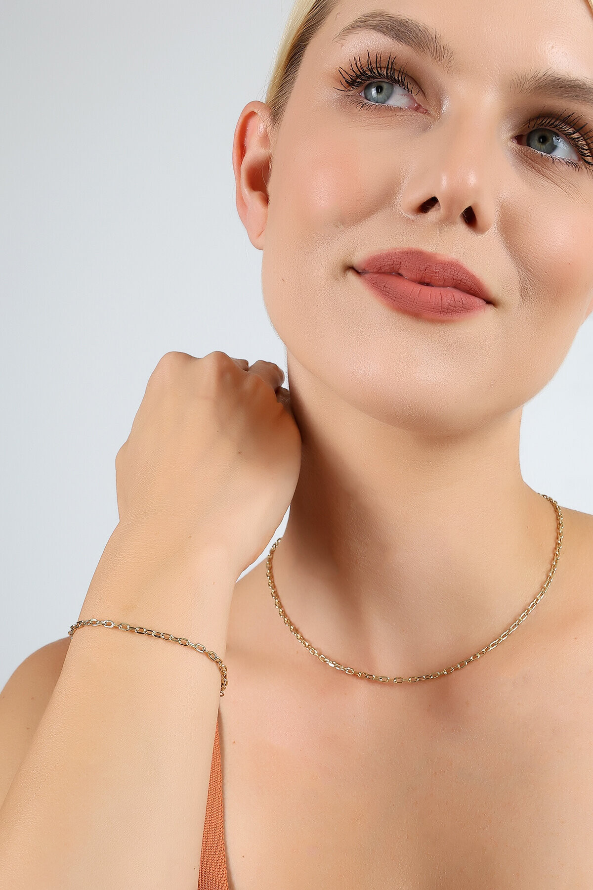 14 Ayar Altın Zincir Set