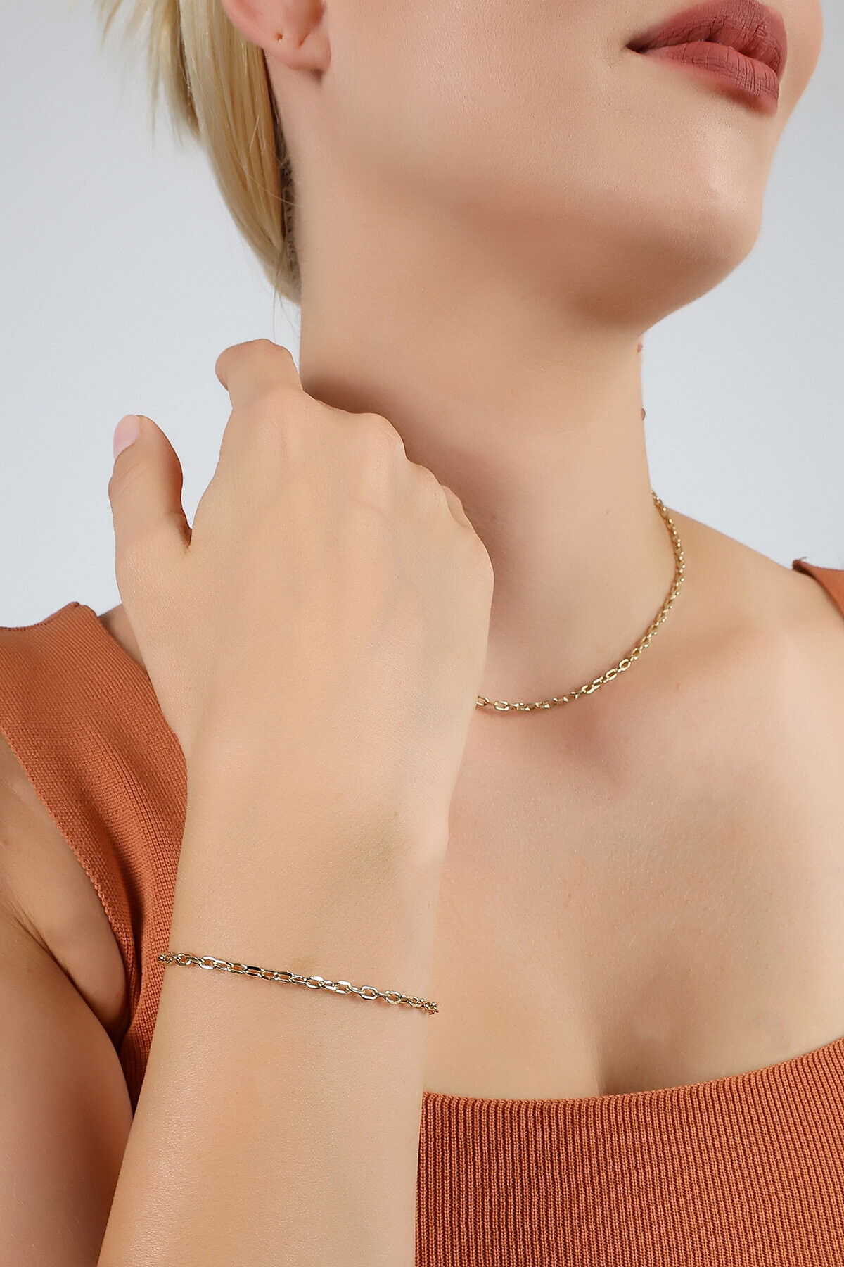 14 Ayar Altın Zincir Set