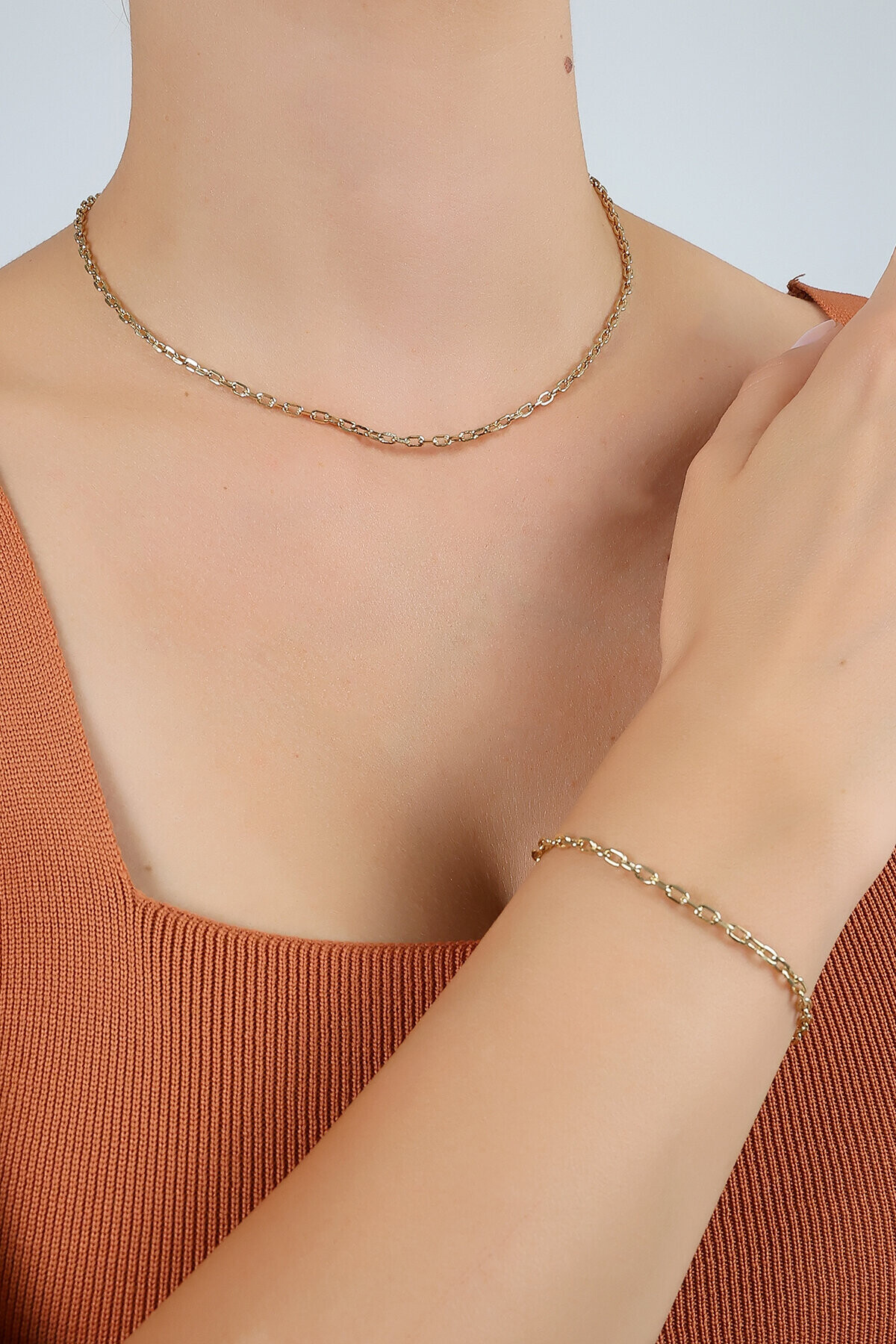 14 Ayar Altın Zincir Set