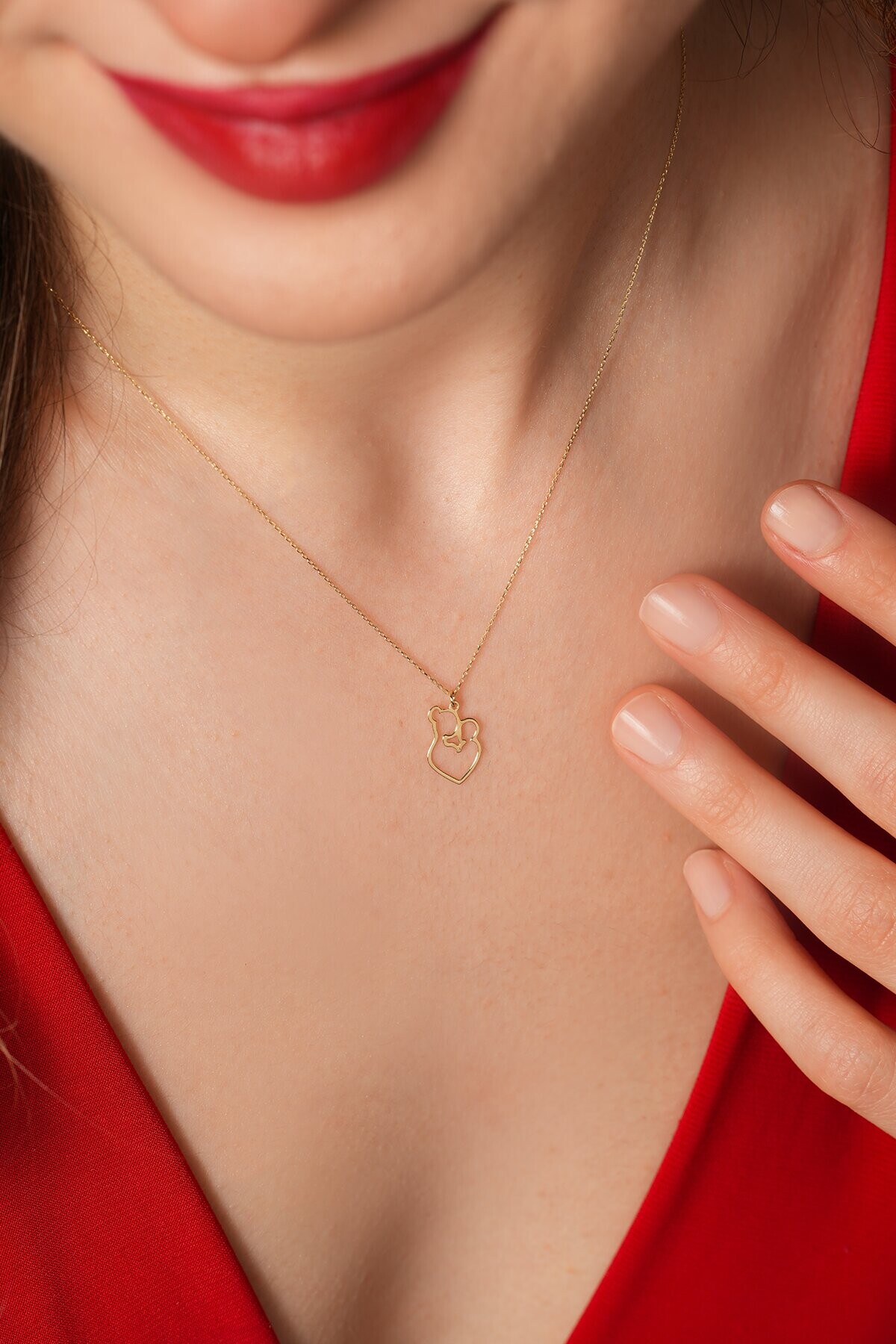 14 Ayar Anne Çocuk Kolye