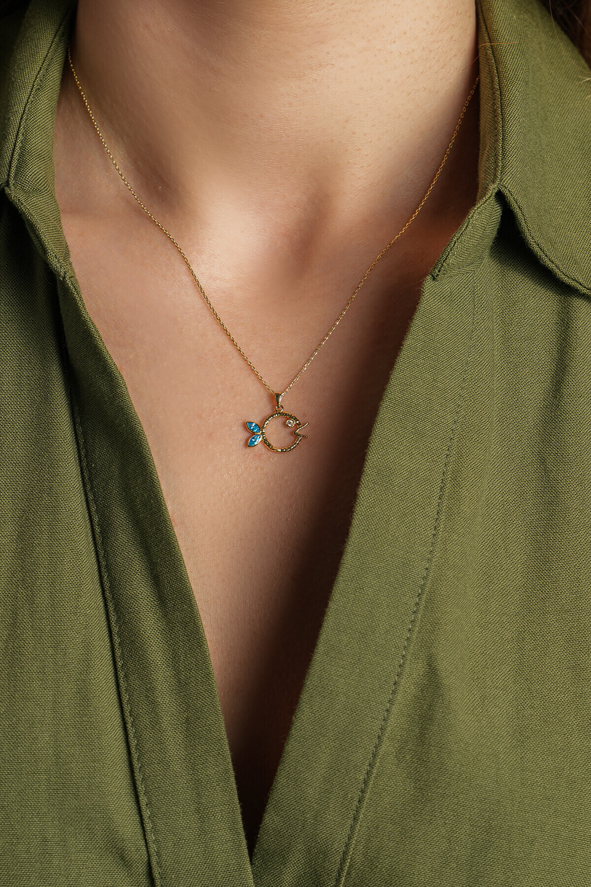 14 Ayar Balık Kolye