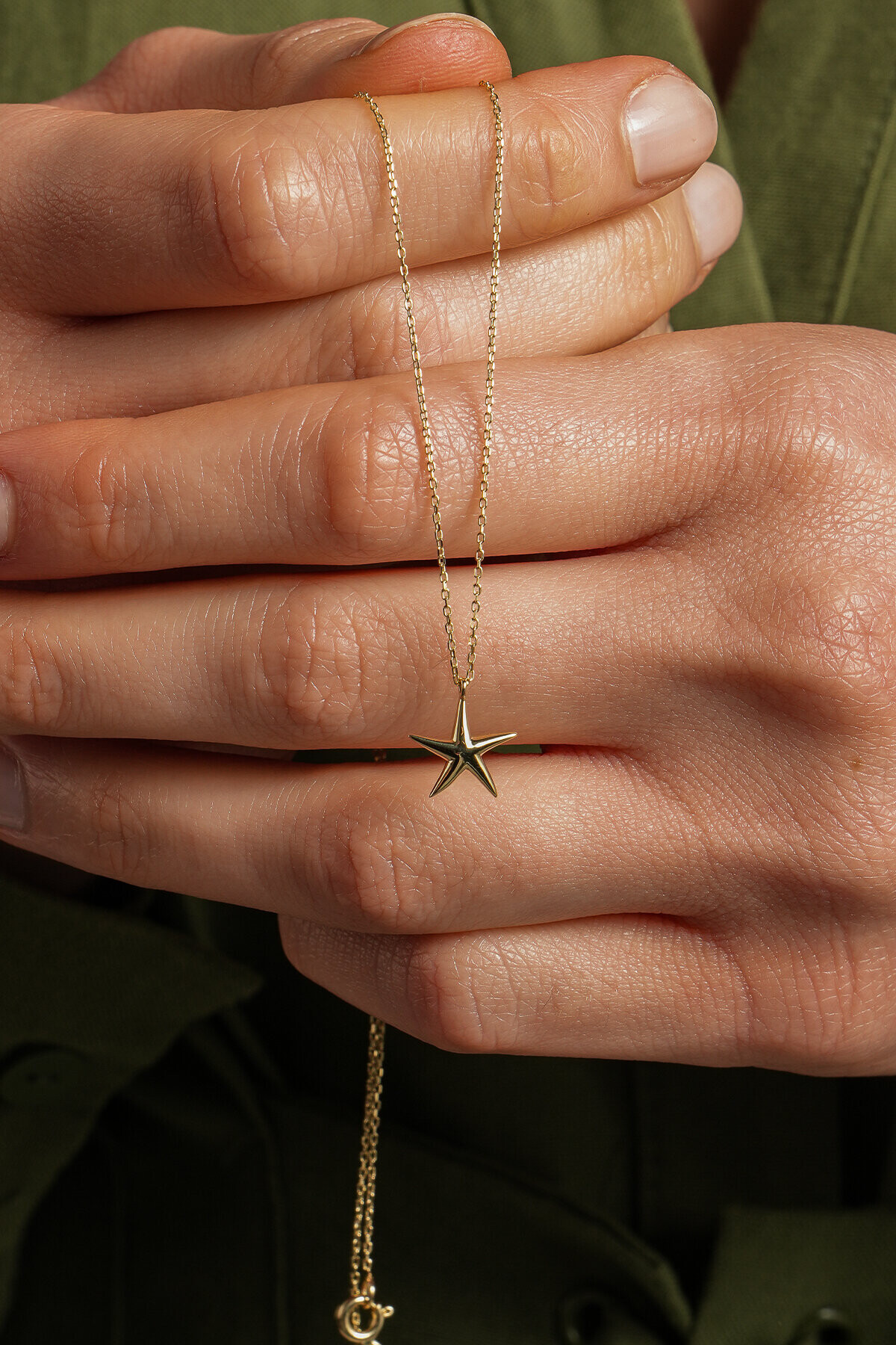 14 Ayar Deniz Yıldızı Kolye