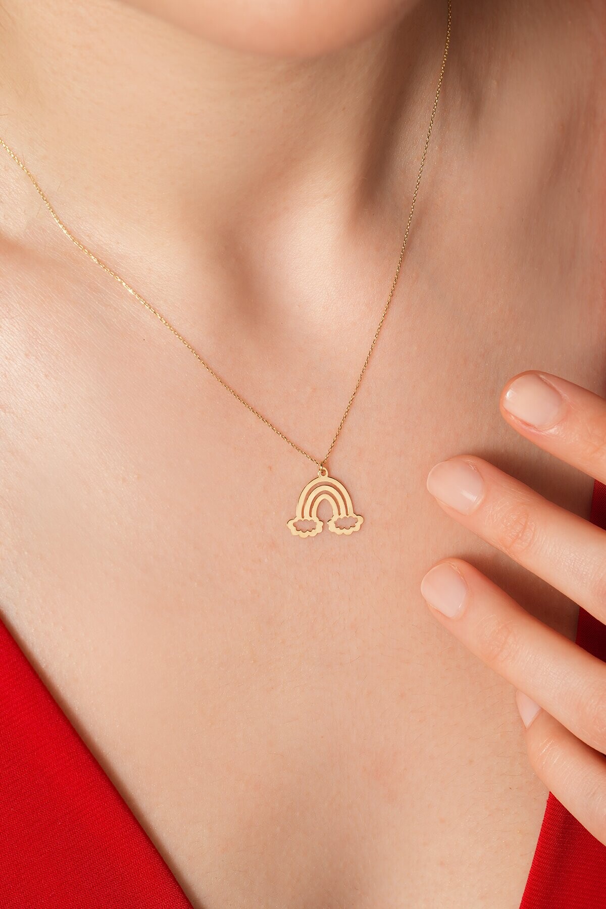 14 Ayar Gökkuşağı Kolye