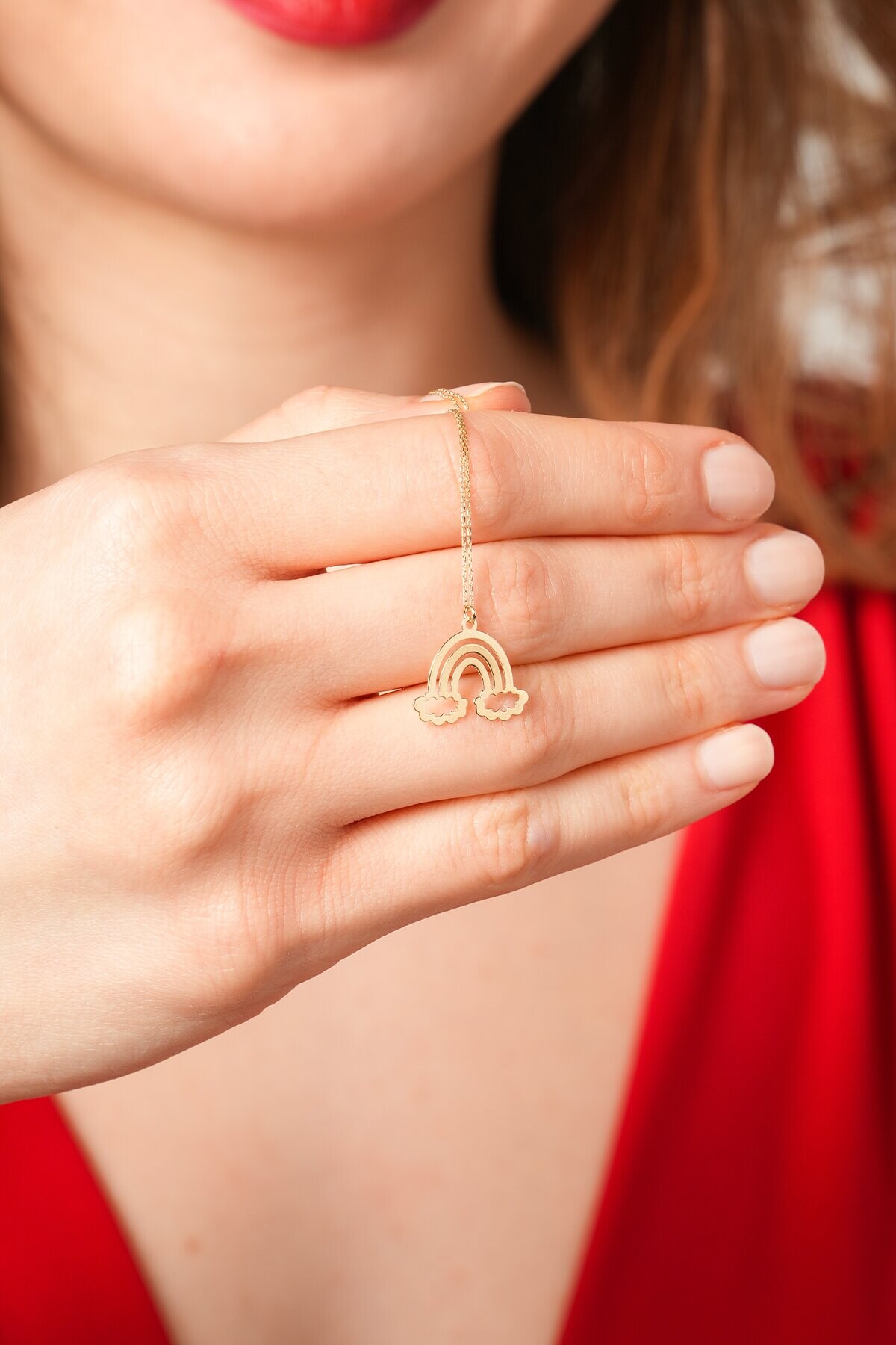 14 Ayar Gökkuşağı Kolye