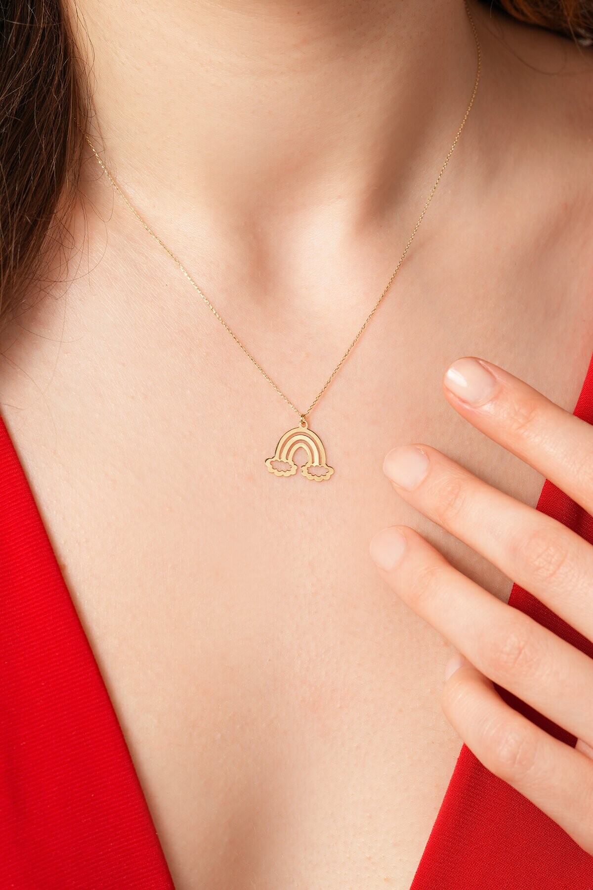 14 Ayar Gökkuşağı Kolye