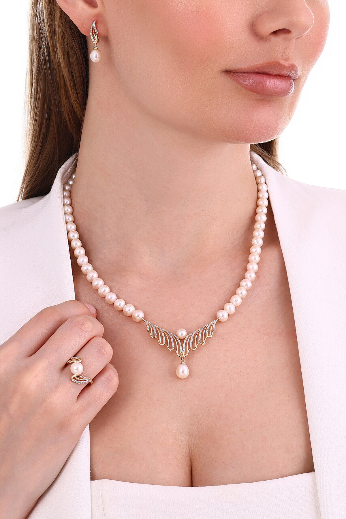 14 Ayar İnci Düğün Seti