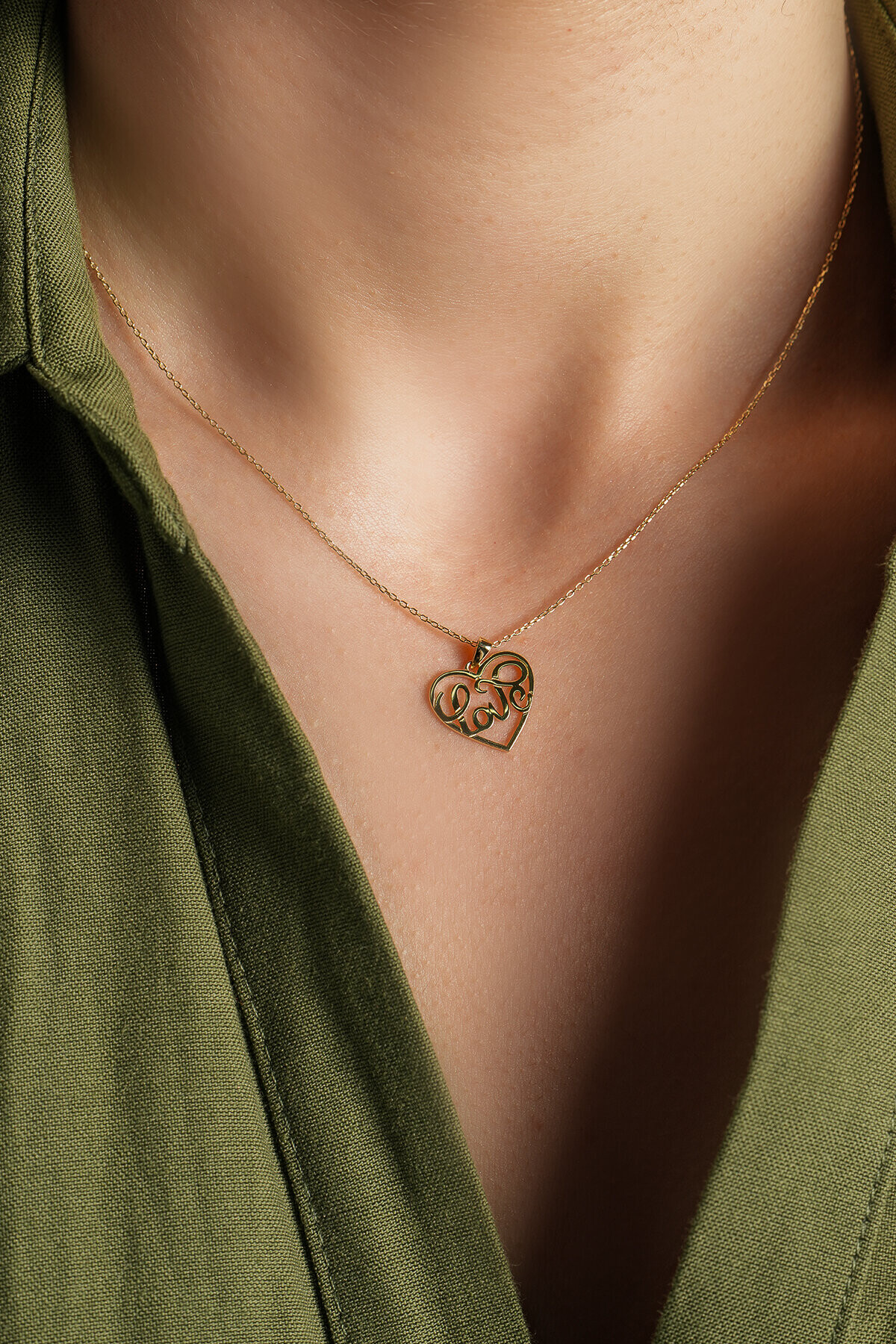 14 Ayar Kalp Kolye