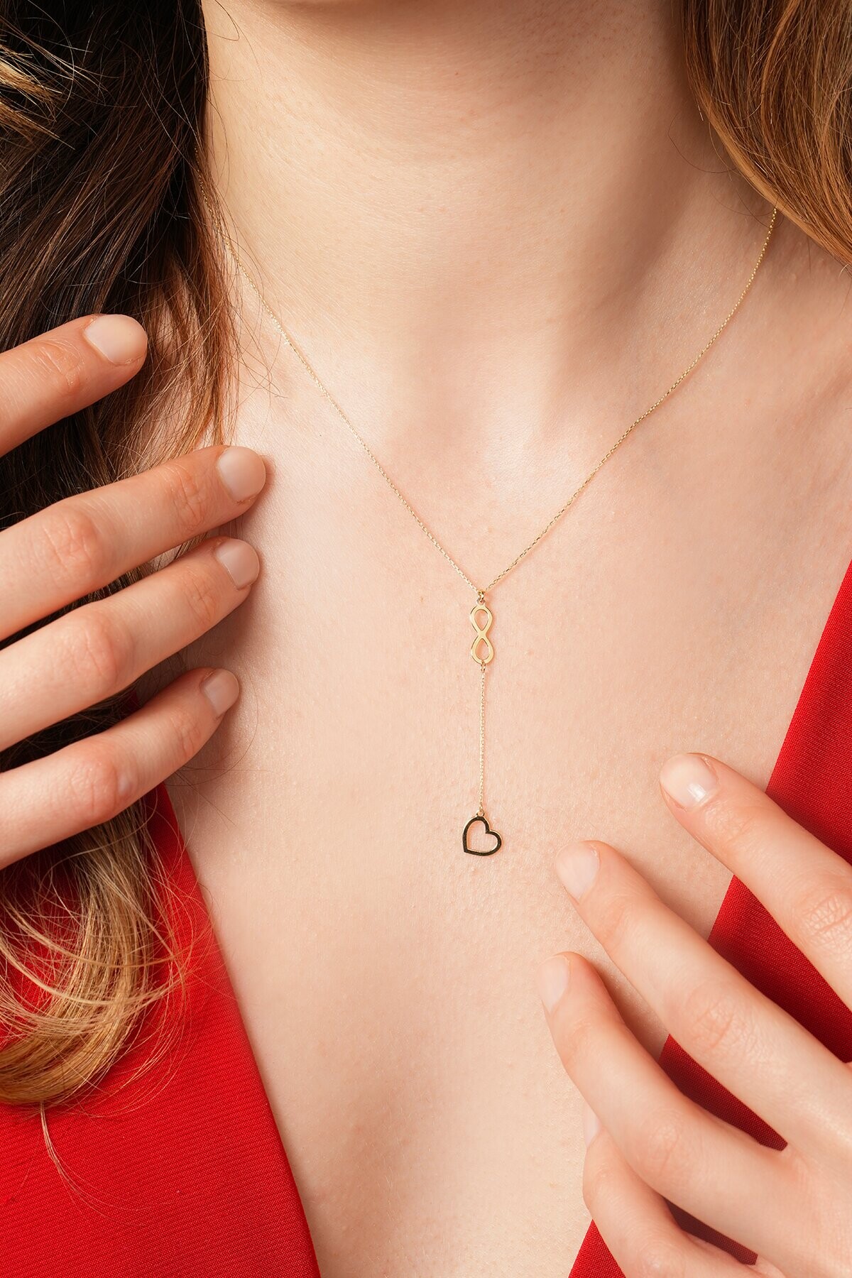 14 Ayar Sonsuzluk Kalp Sallantılı Kolye