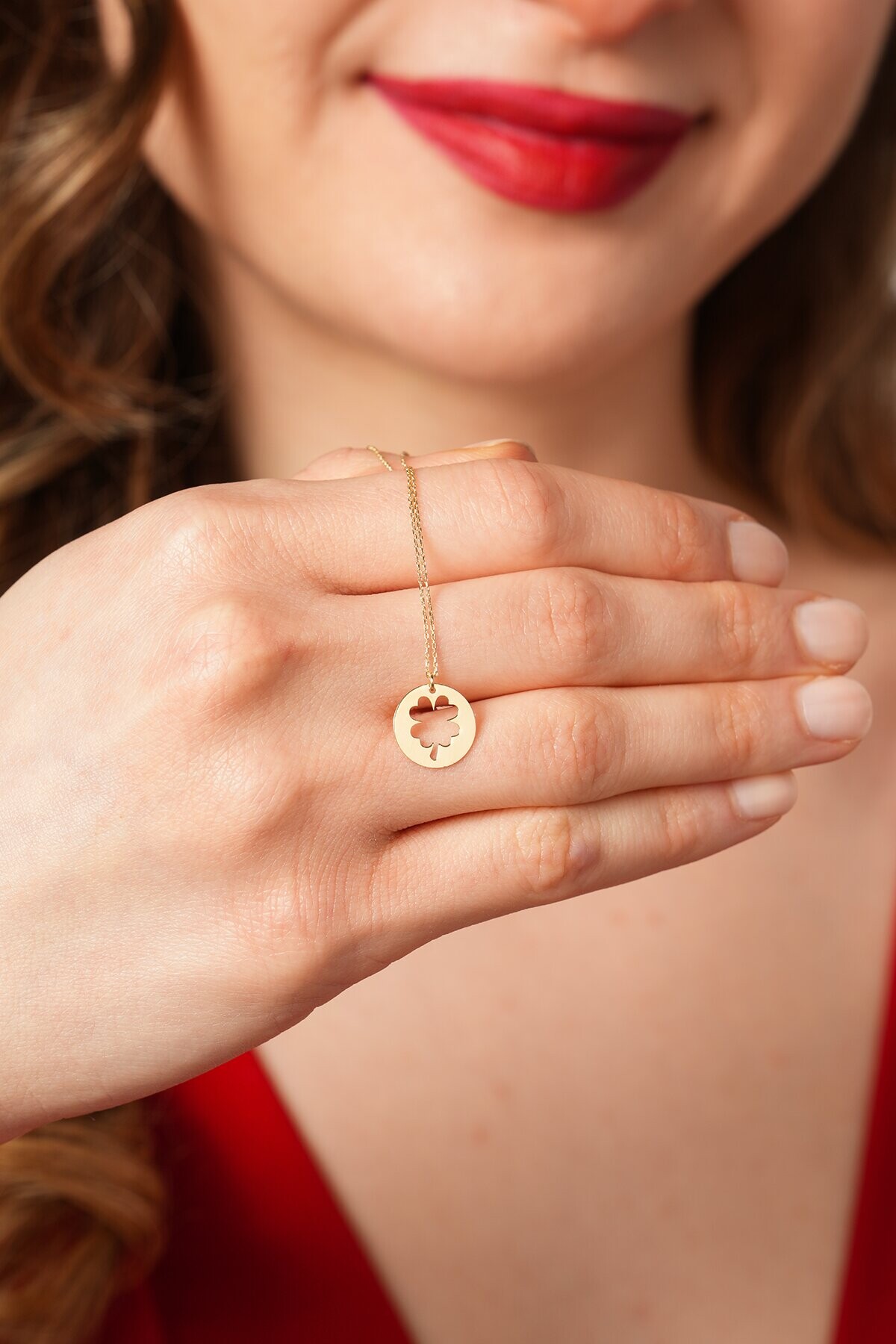 14 Ayar Yaprak Kolye