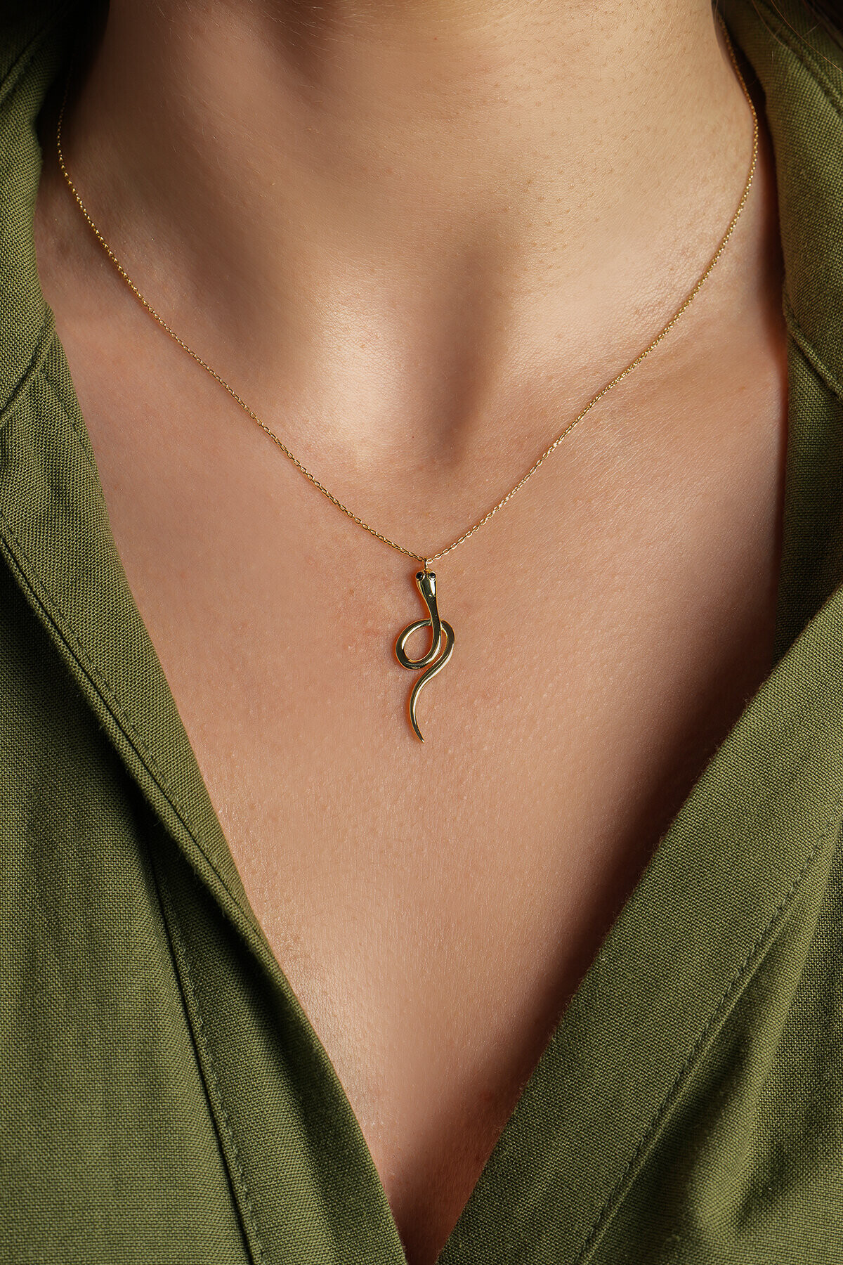 14 Ayar Yılan Kolye