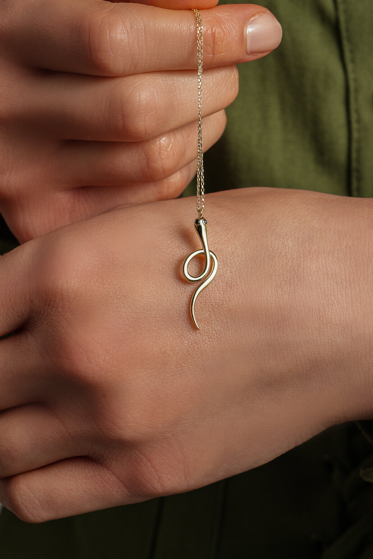 14 Ayar Yılan Kolye