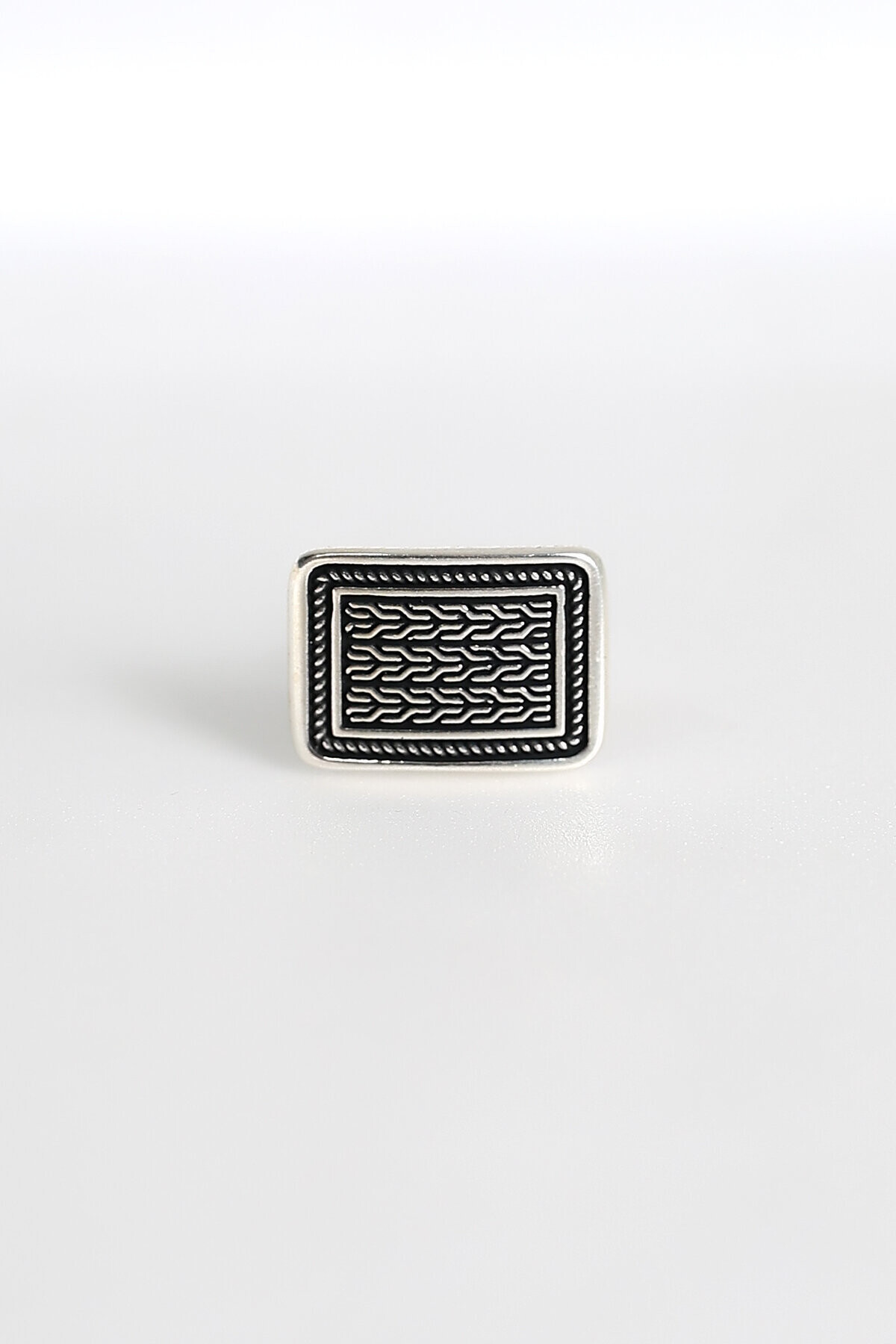 Gümüş Örgü Motifli Kol Düğmesi