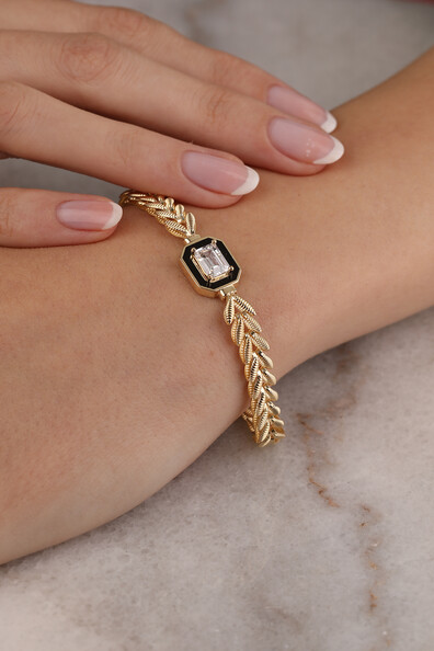 14 Ayar Altın Başak Zincir Baget Bileklik