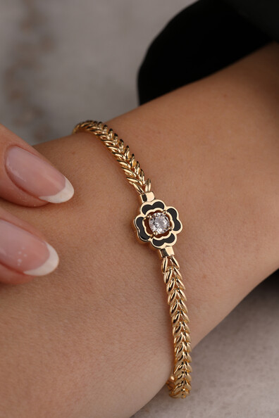 14 Ayar Altın Başak Zincir Çiçek Bileklik