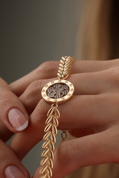 14 Ayar Altın Başak Zincir Kartanesi Bileklik