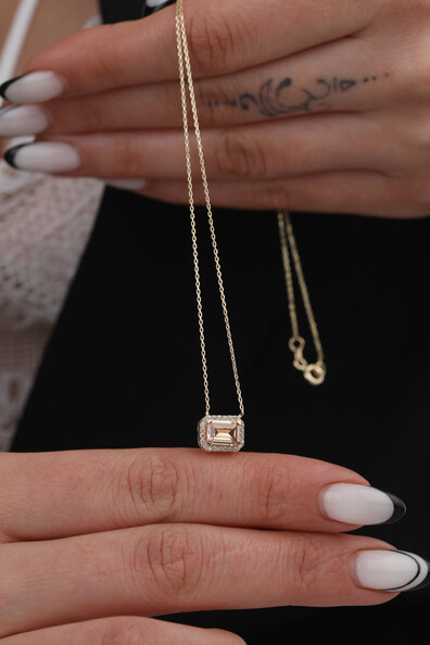 14 Ayar Altın Baget Kolye (Şampanya)