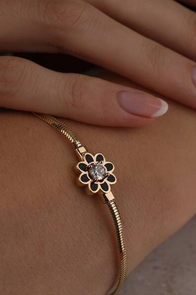 14 Ayar Altın Balık Sırtı Çiçek Bileklik
