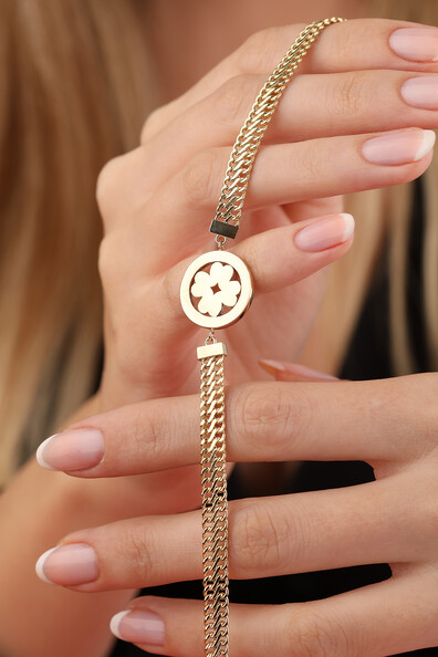 14 Ayar Altın Viyana Zincir Yonca Bileklik