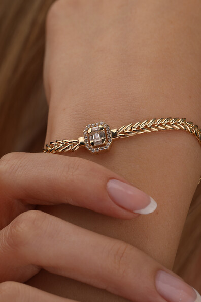 14 Ayar Altın Başak Zincir Baget Bileklik