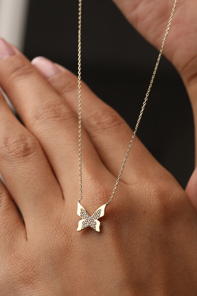 14 Ayar Altın Kelebek Kolye