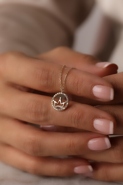 14 Ayar Altın Kral Tacı Kolye